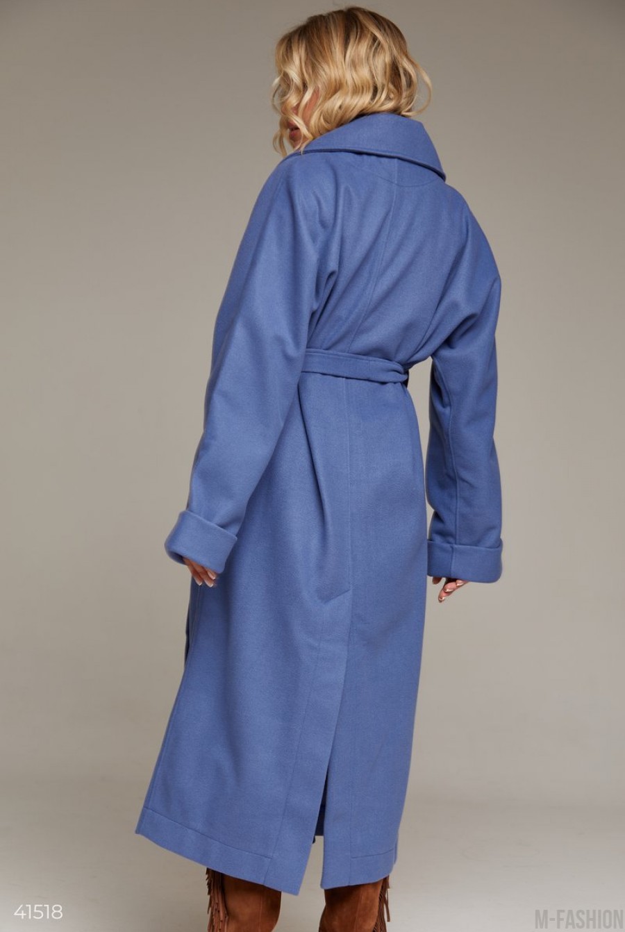 Синее кашемировое пальто- Фото 8
