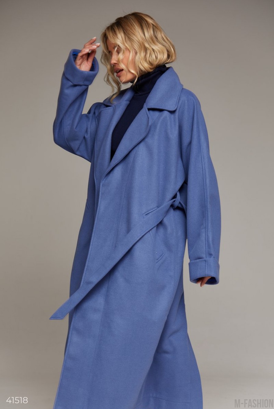 Синее кашемировое пальто- Фото 3