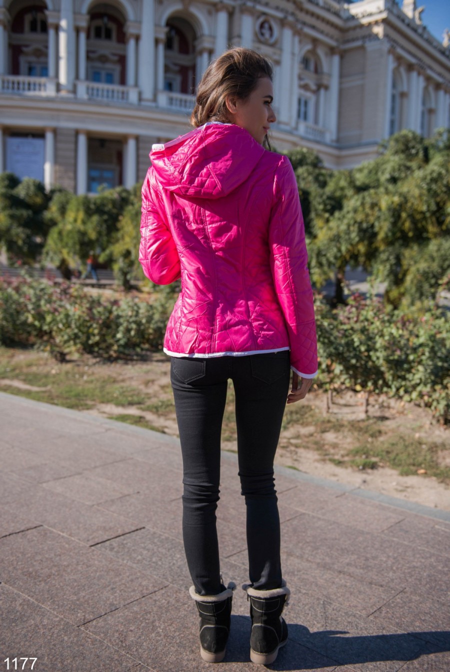 Ярко-розовая демисезонная куртка- Фото 5