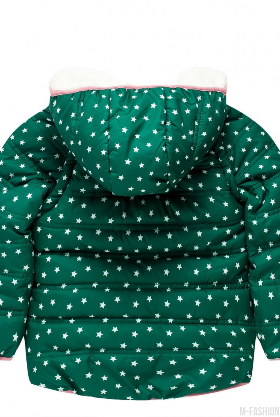 Демисезонная зеленая куртка с подкладкой на флисе, капюшоном и карманами- Фото 2