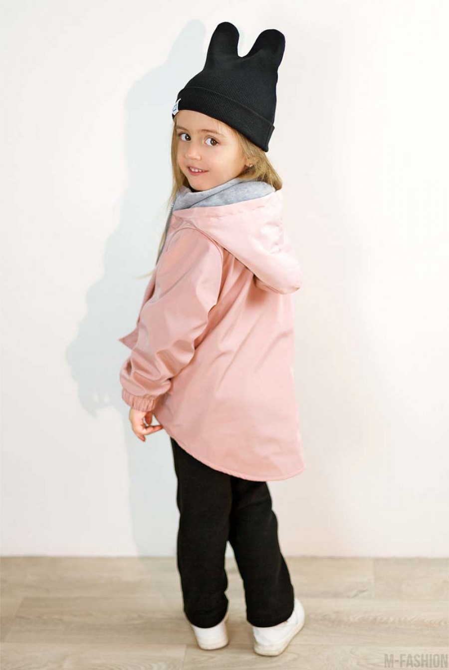 Розовая куртка-парка с капюшоном и карманами- Фото 5