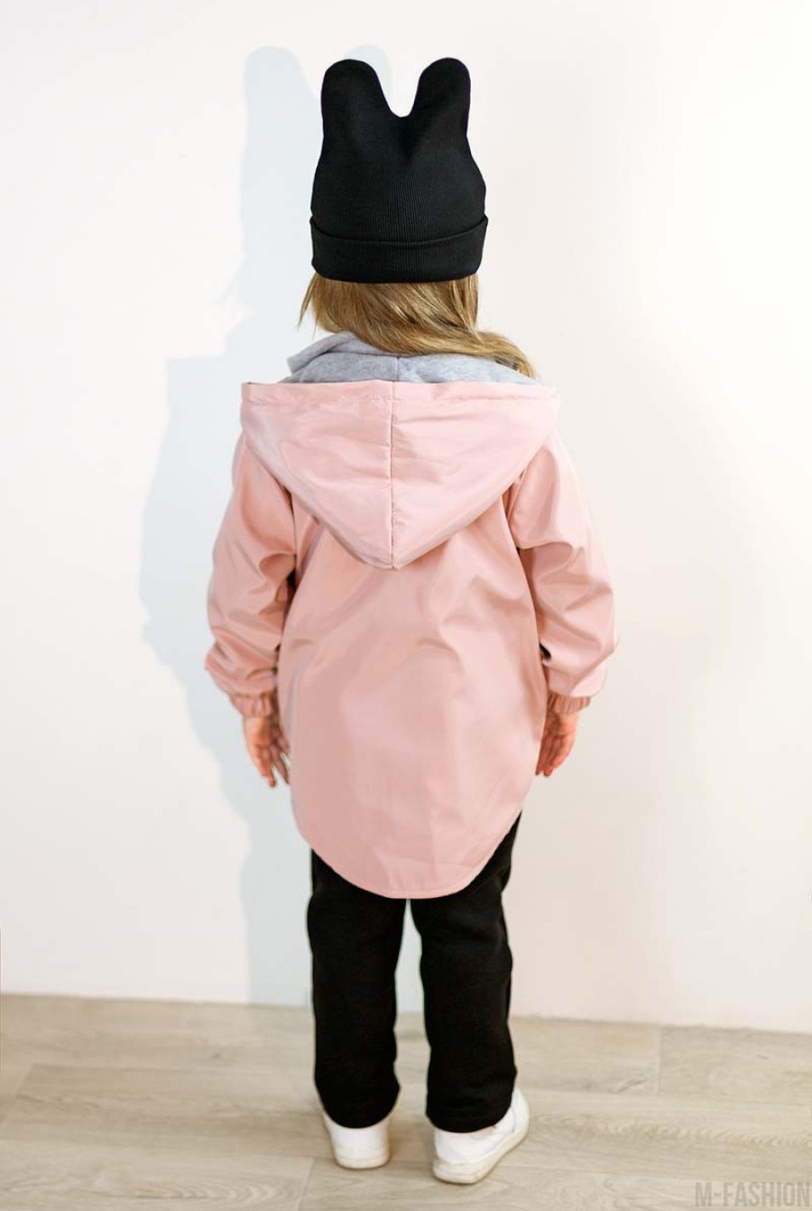 Розовая куртка-парка с капюшоном и карманами- Фото 6