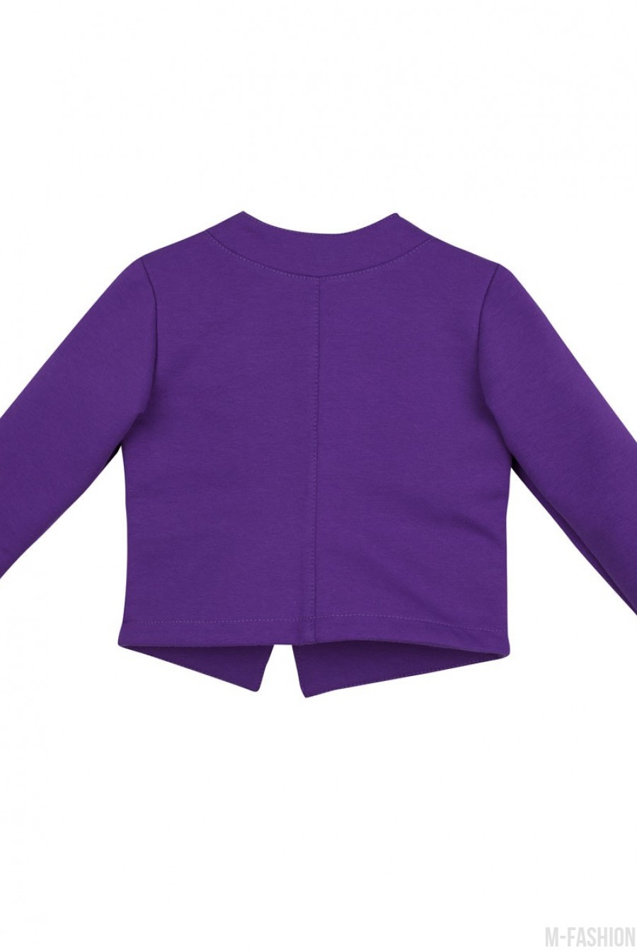 Фиолетовая легкая трикотажная куртка на подкладке с ассиметричной застежкой- Фото 4