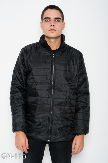 Черная стеганая легкая куртка на молнии с потайными карманами