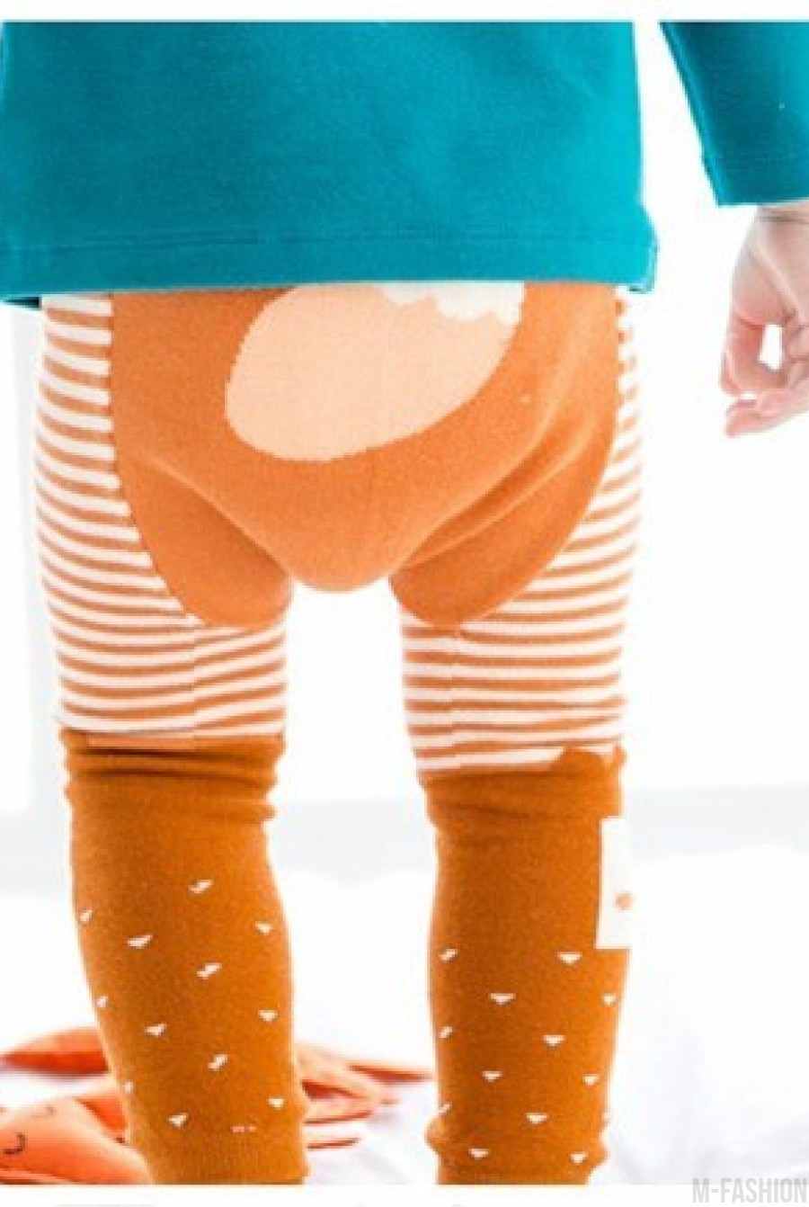 Оранжевые хлопковые леггинсы для ношения под подгузник- Фото 5