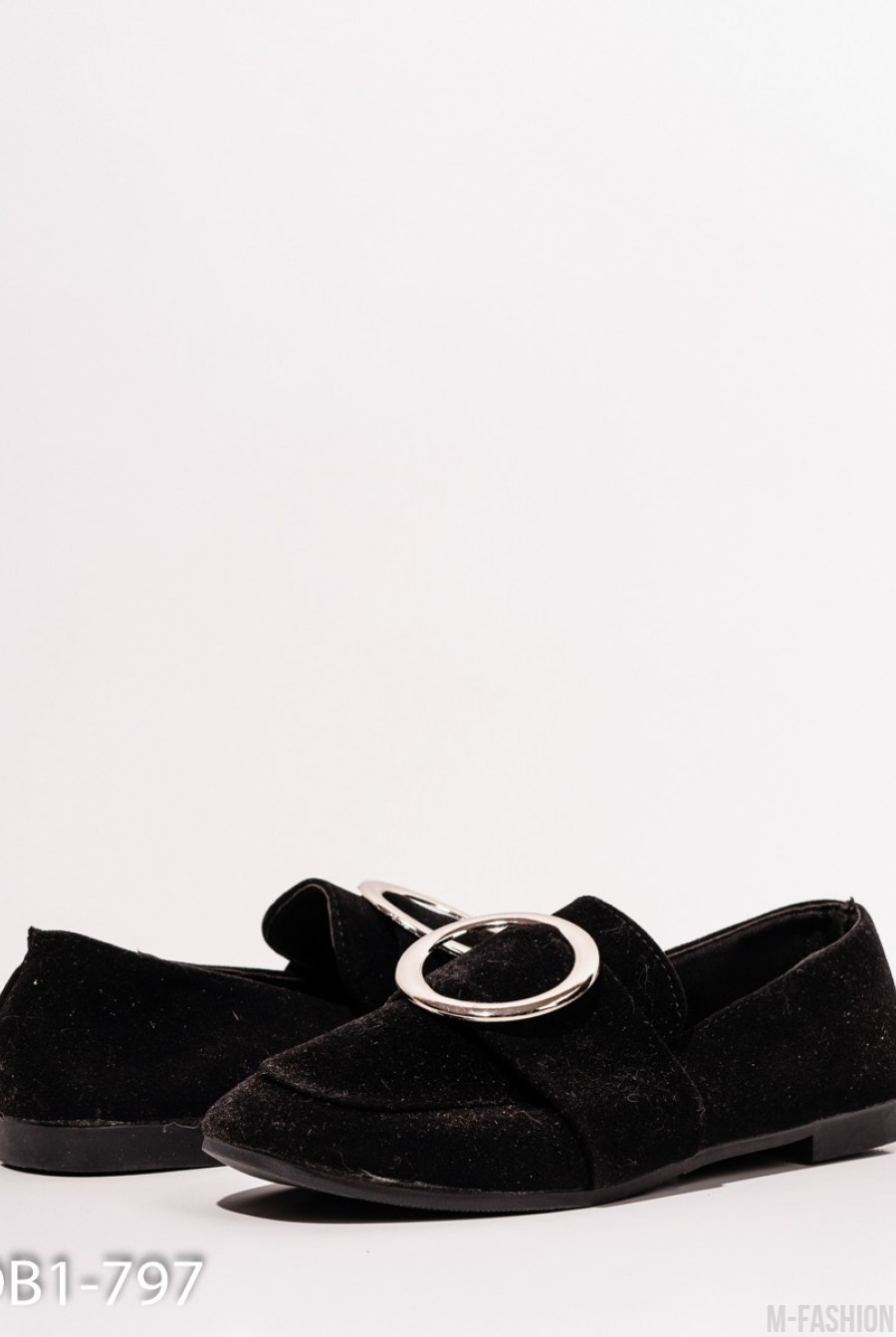 Черные мокасины с круглой пряжкой- Фото 3