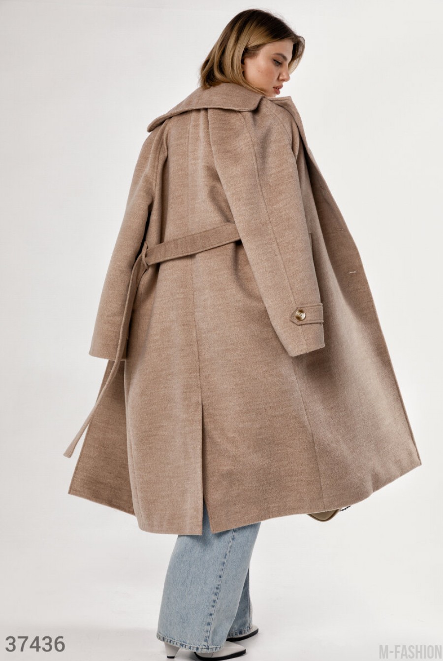 Классическое пальто бежевого оттенка- Фото 5