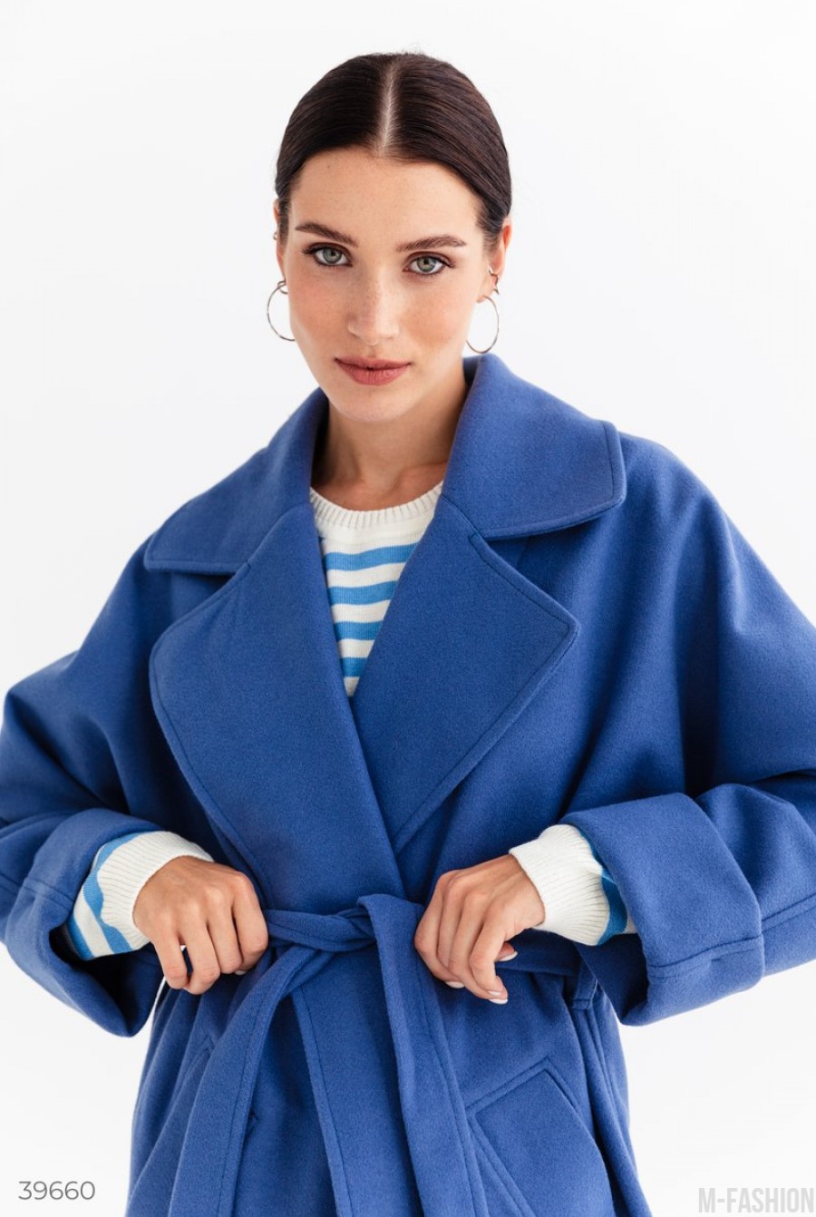 Синее кашемировое пальто- Фото 2
