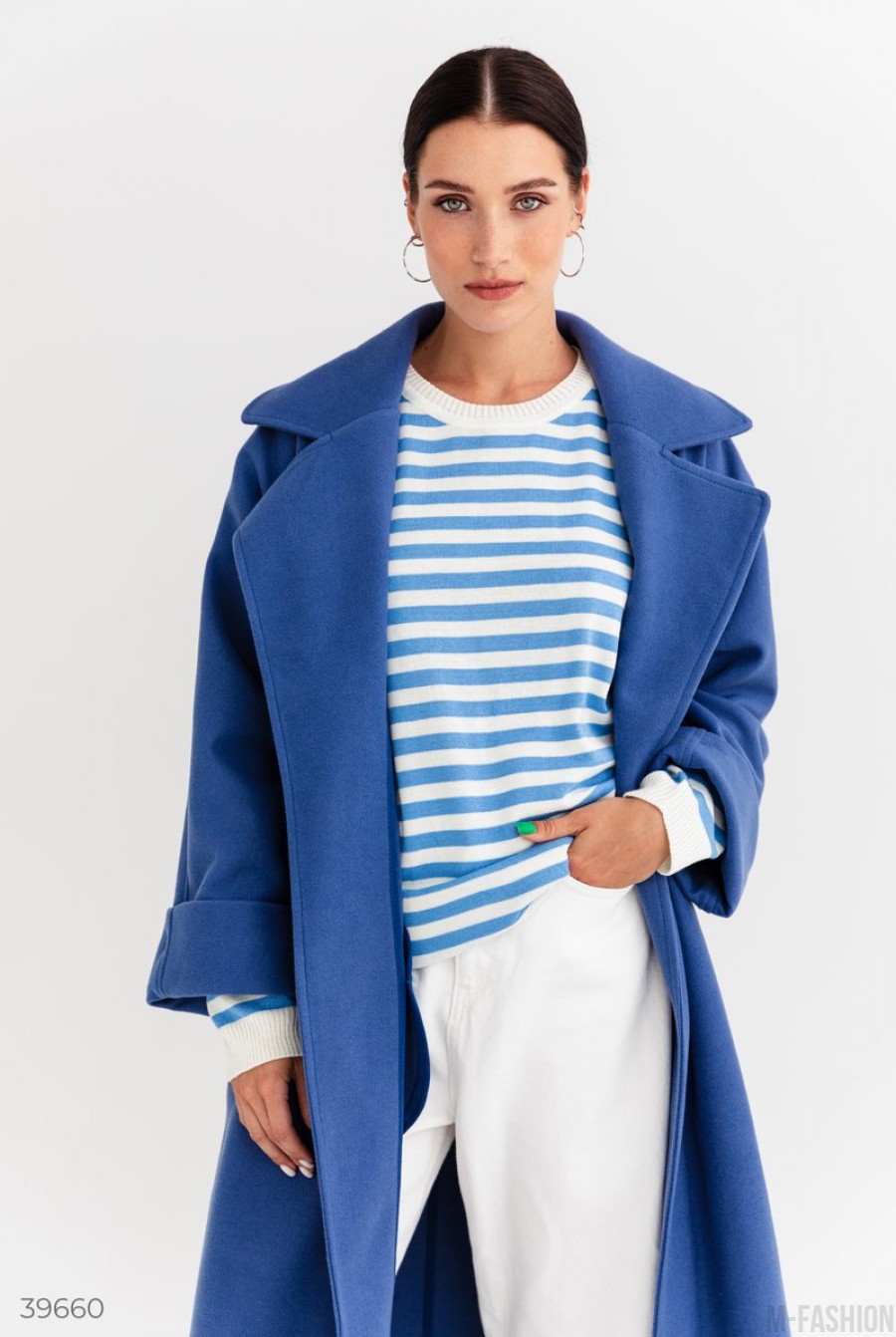 Синее кашемировое пальто- Фото 6
