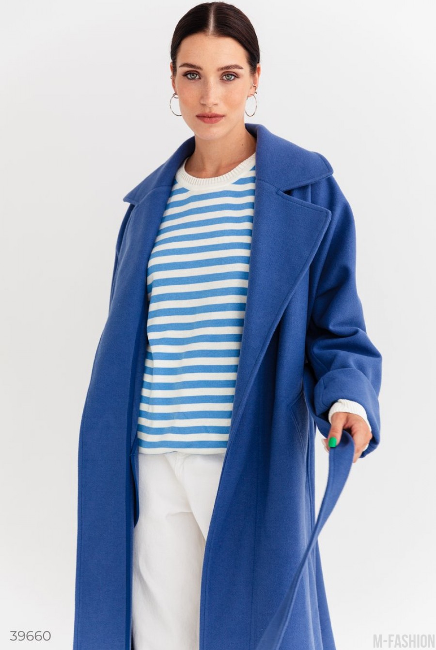 Синее кашемировое пальто- Фото 8