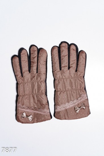 Коричневые теплые перчатки с антискользящим покрытием