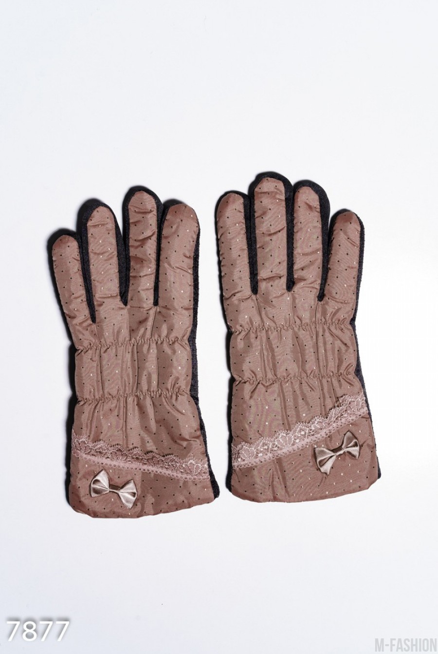Коричневые теплые перчатки с антискользящим покрытием - Фото 1