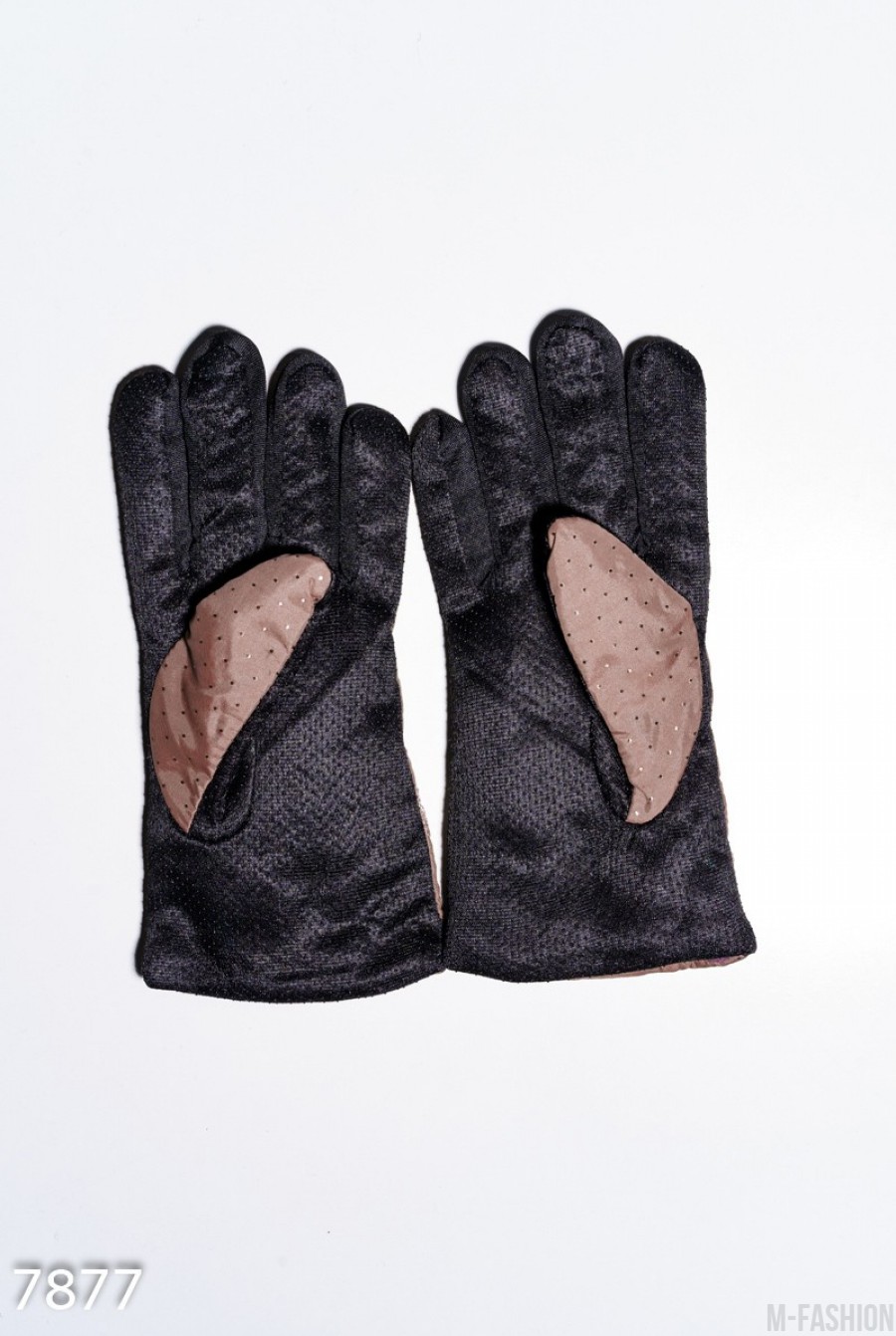 Коричневые теплые перчатки с антискользящим покрытием- Фото 2