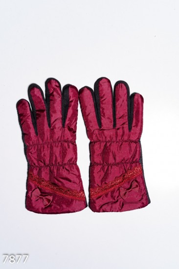 Бордовые теплые перчатки с антискользящим покрытием