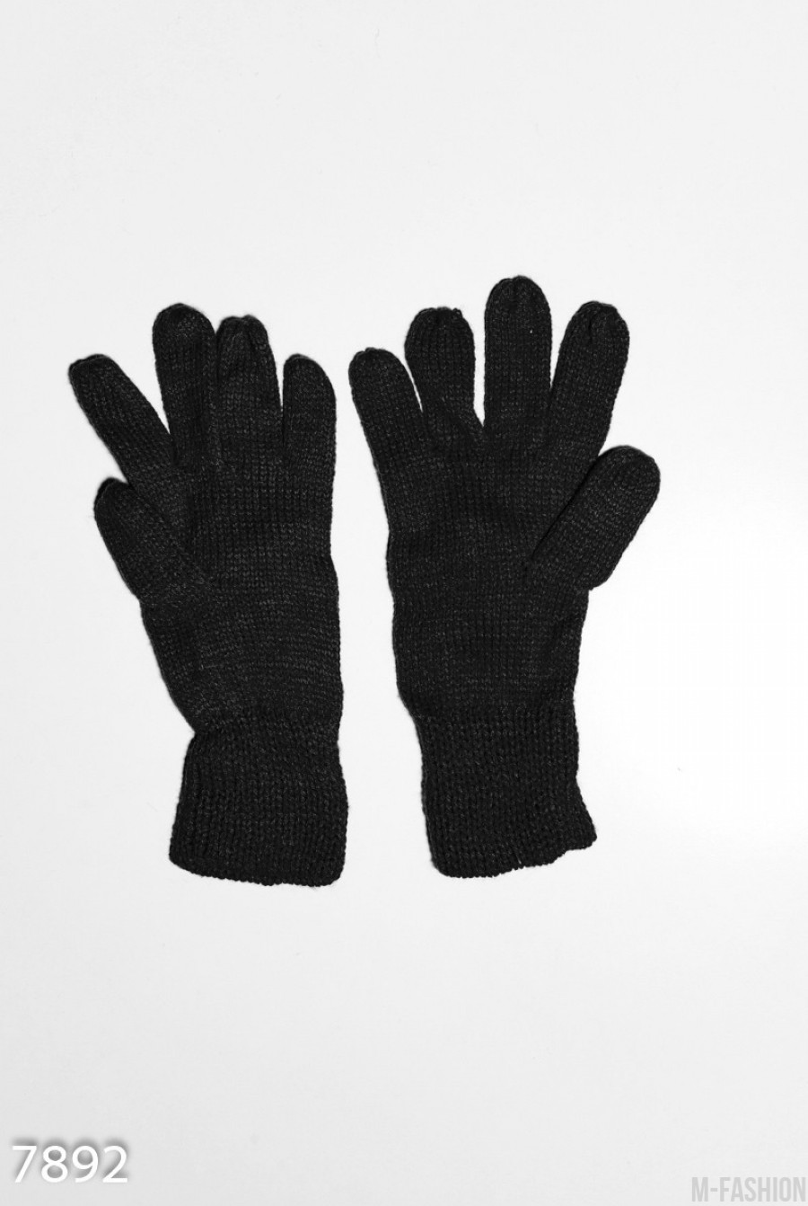 Черные шерстяные однослойные перчатки с объемной аппликацией- Фото 2