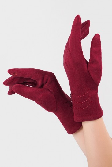 Утепленные фиолетовые перчатки из эко-замши