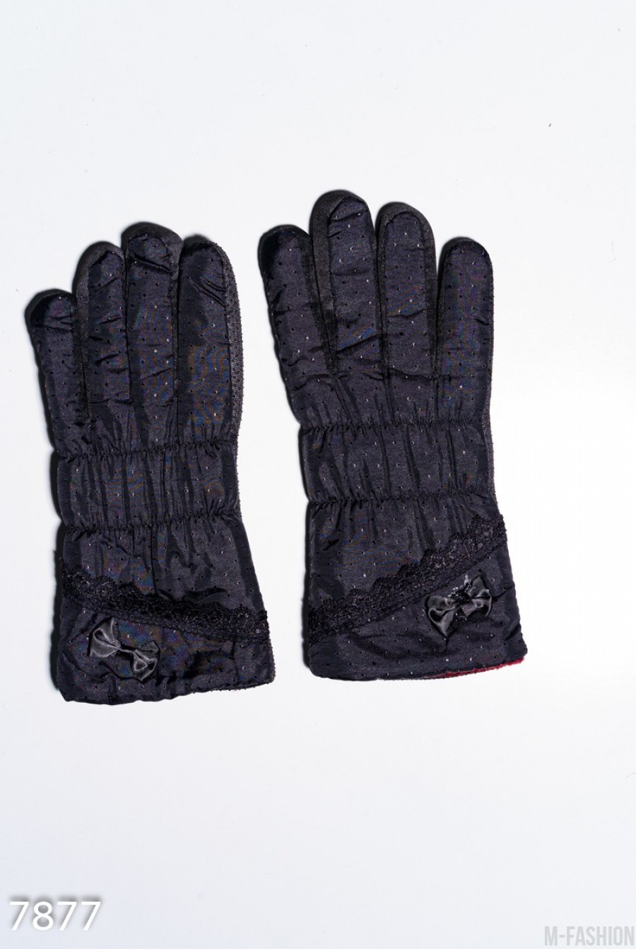 Черные теплые перчатки с антискользящим покрытием - Фото 1