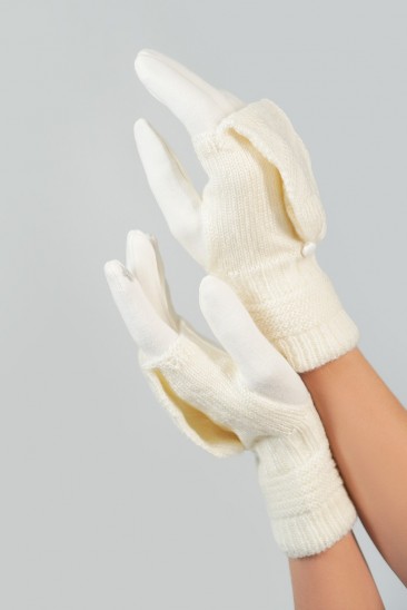 Молочные комбинированные перчатки-варежки
