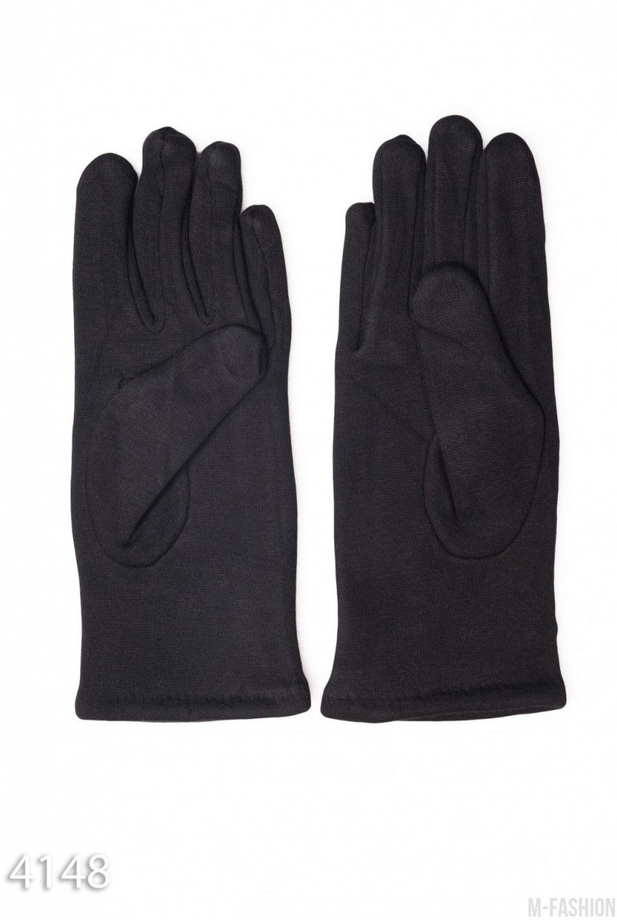 Комбинированные черные перчатки с узором сверху- Фото 2