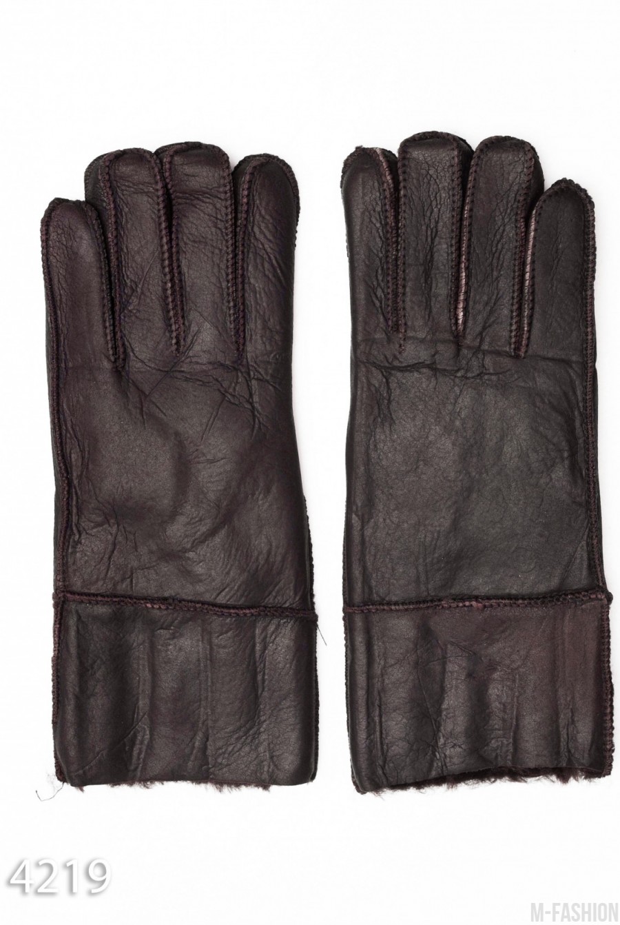Коричневые грубые кожаные рукавицы - Фото 1