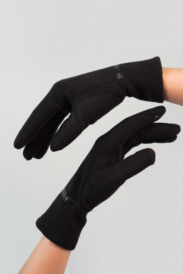 Черные замшевые перчатки на меховой подложке