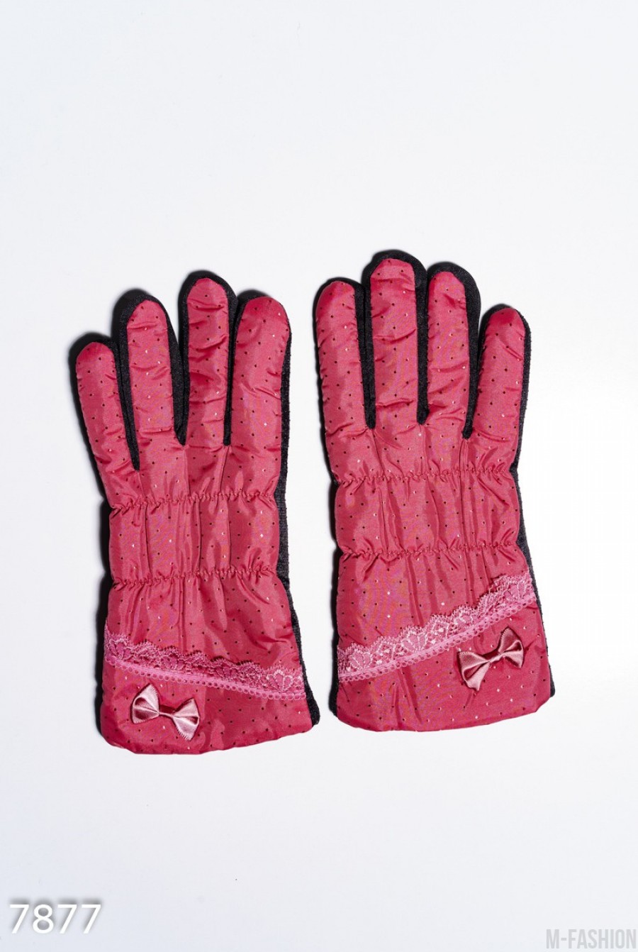Персиковые теплые перчатки с антискользящим покрытием - Фото 1