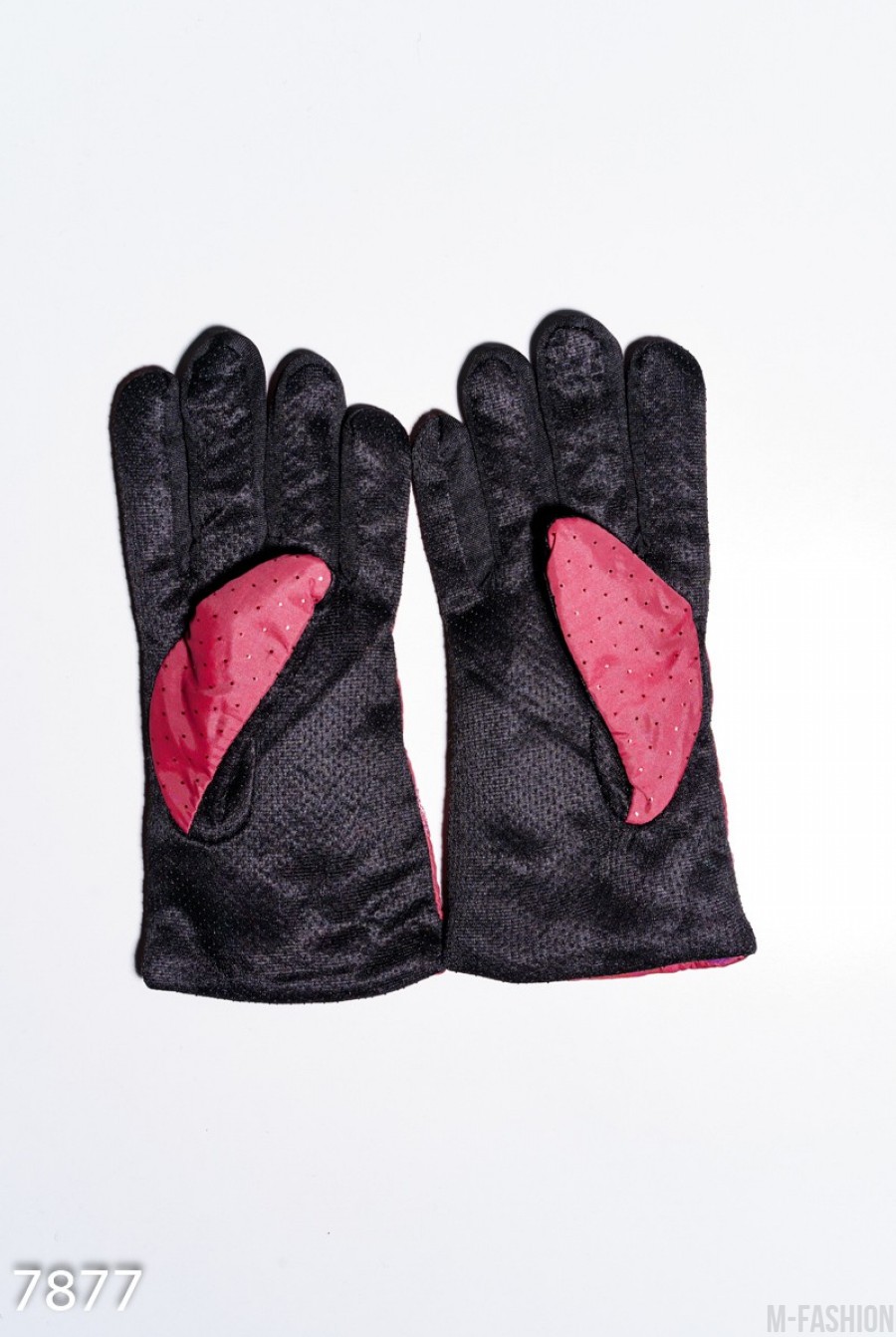Персиковые теплые перчатки с антискользящим покрытием- Фото 2