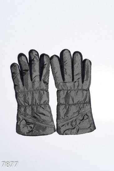 Серые теплые перчатки с антискользящим покрытием