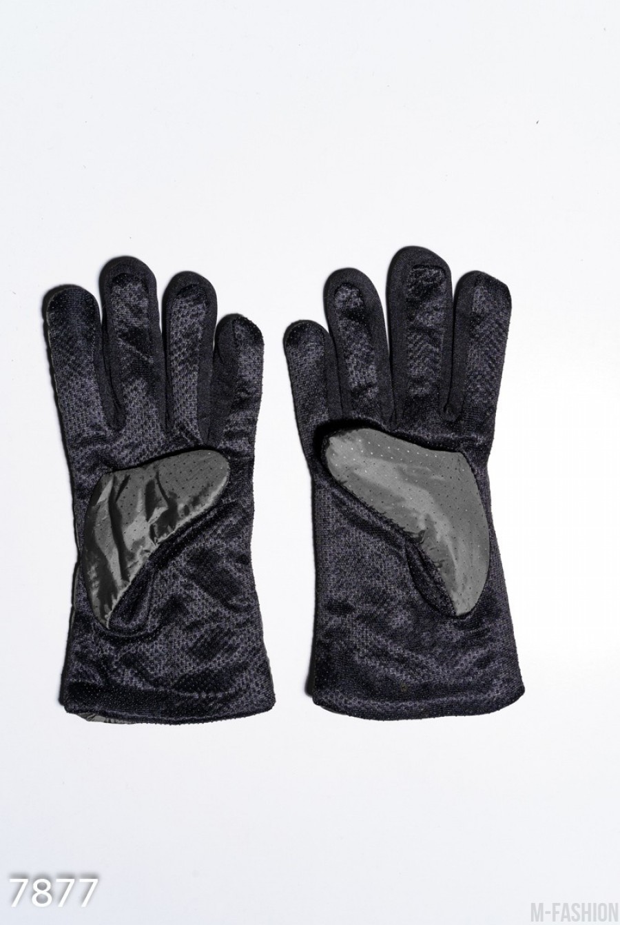 Серые теплые перчатки с антискользящим покрытием- Фото 3