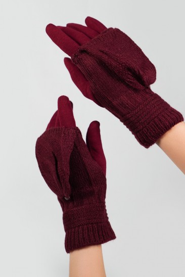 Фиолетовые комбинированные перчатки-варежки