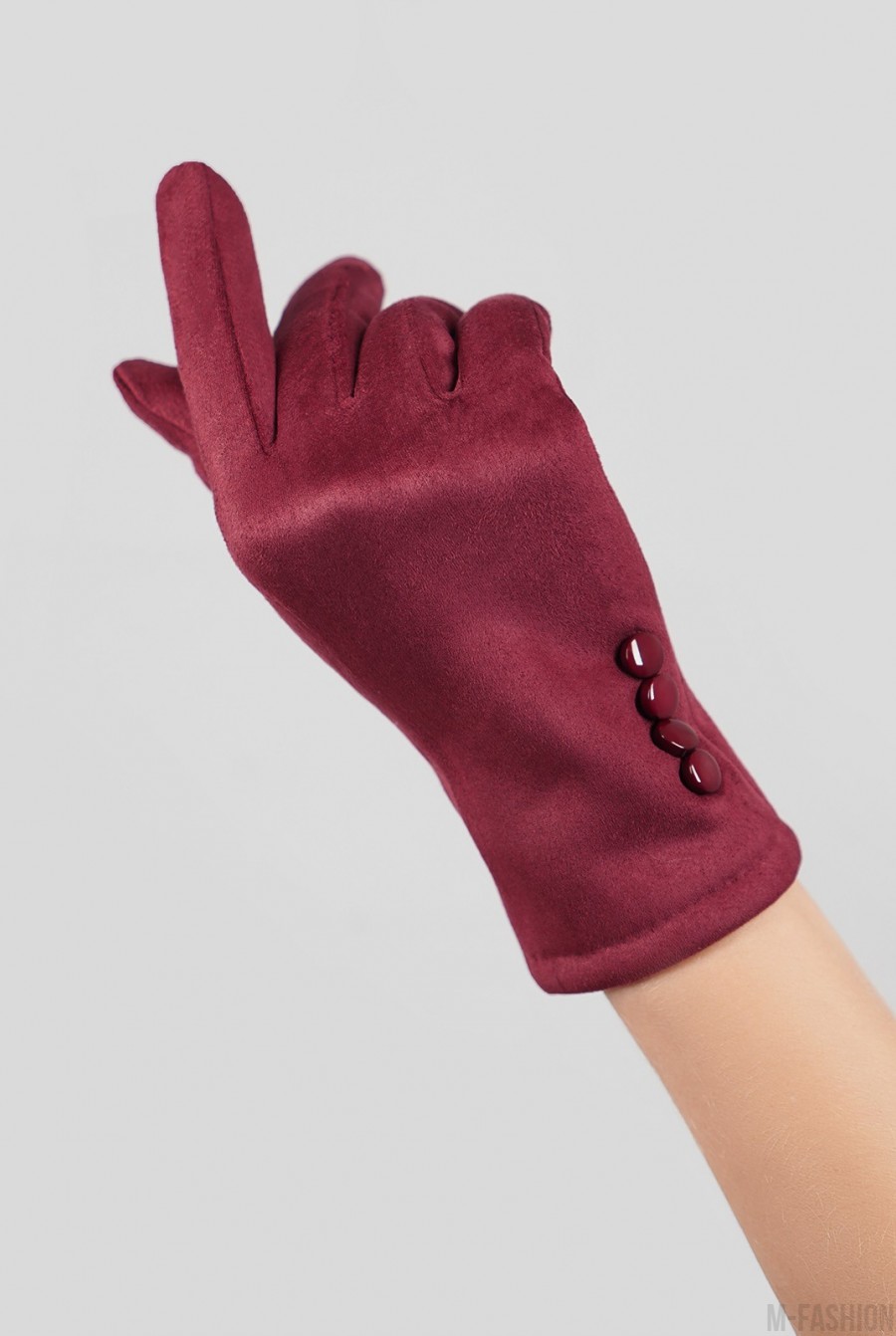 Фиолетовые утепленные перчатки из эко-замши- Фото 3