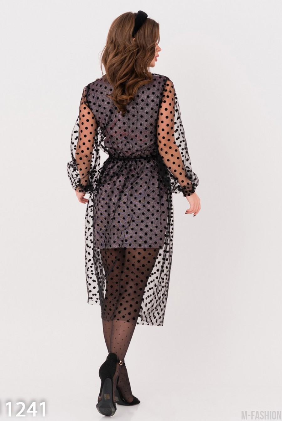 Черно-серебристое комбинированное нарядное платье- Фото 6