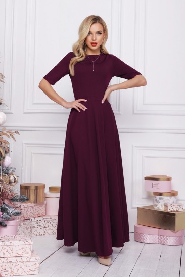 Классическое фиолетовое платье с длиной в пол