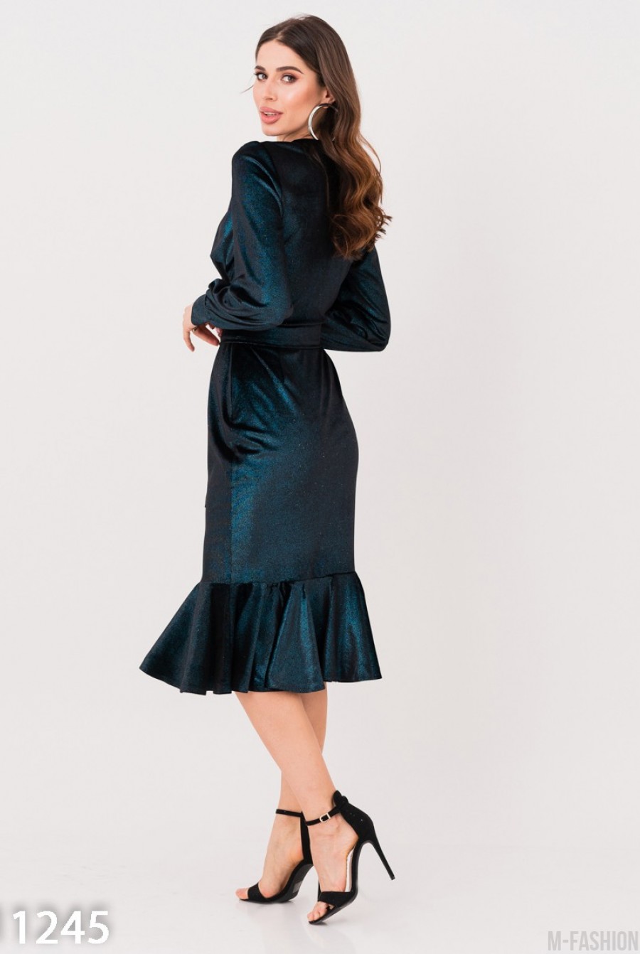 Черное велюровое платье с голубым переливом- Фото 2