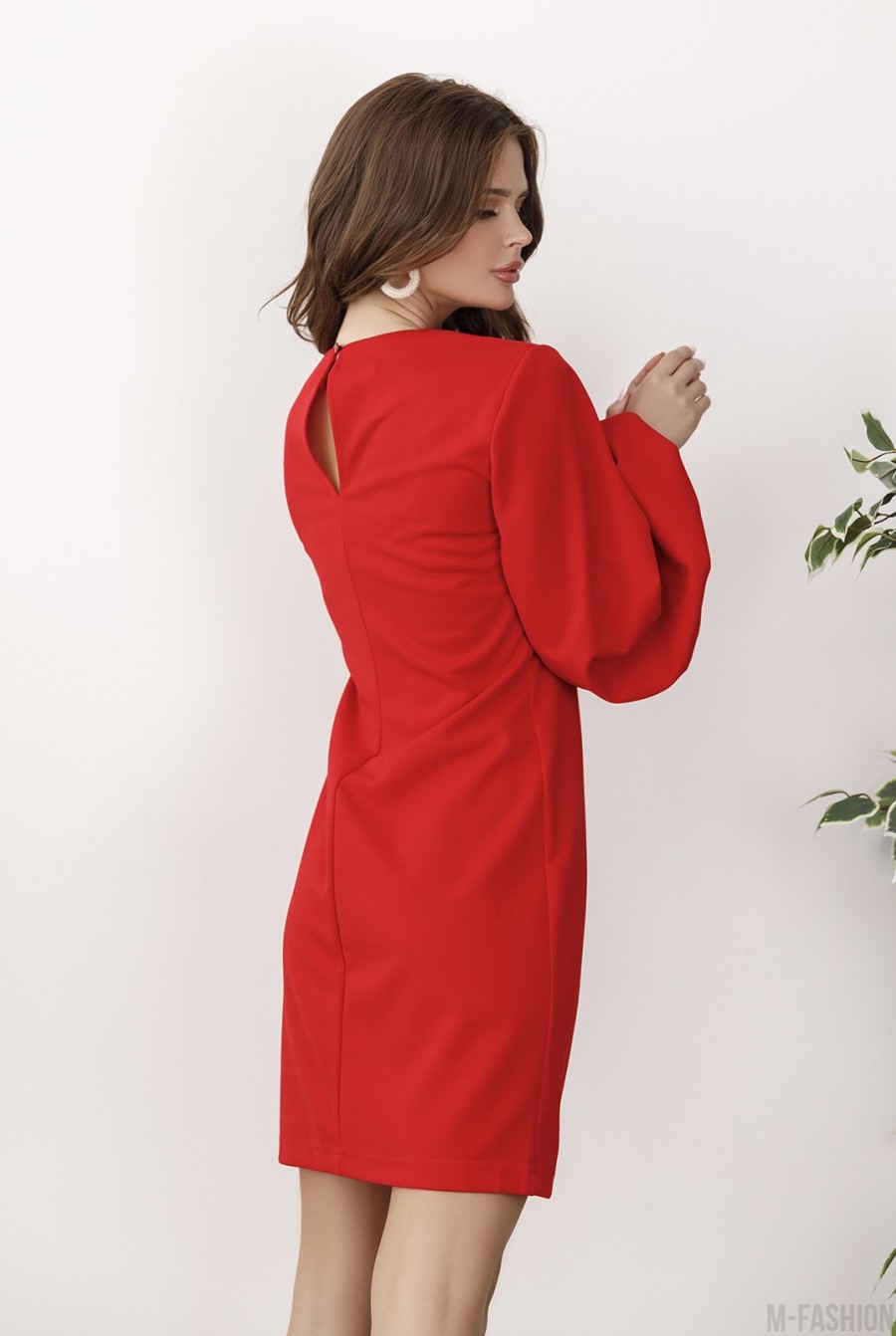 Красное облегающее платье с рукавами-кардинал- Фото 3