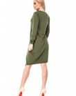 Серо-зеленое свободное платье до колен с имитацией запаха