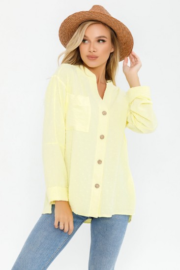 Желтая фактурная рубашка с карманом