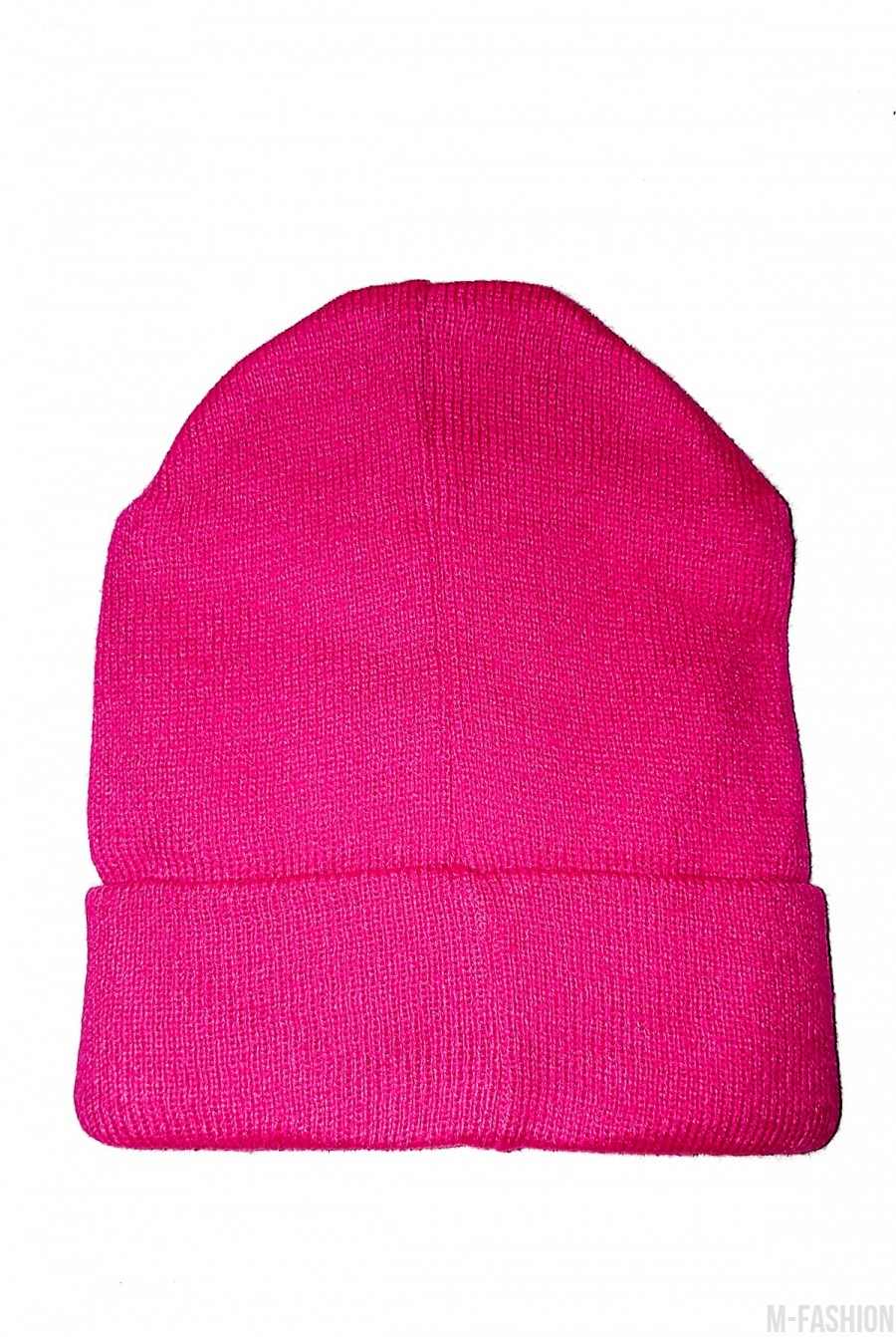 Розовая шапочка с широким отворотом и нашивкой OBEY- Фото 2