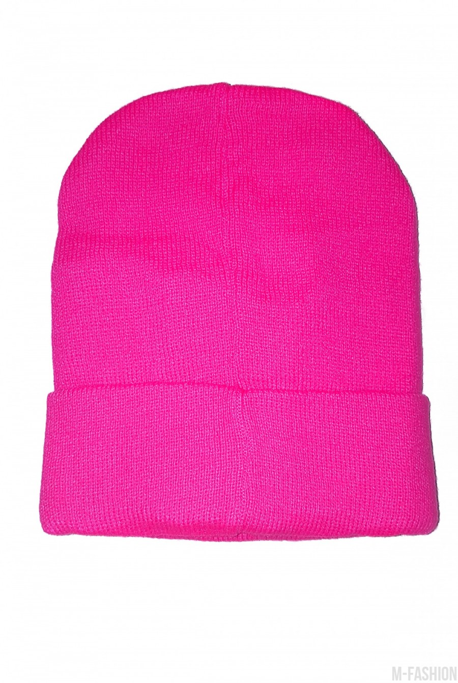 Розовая шапка с вышивкой NY на отвороте- Фото 2