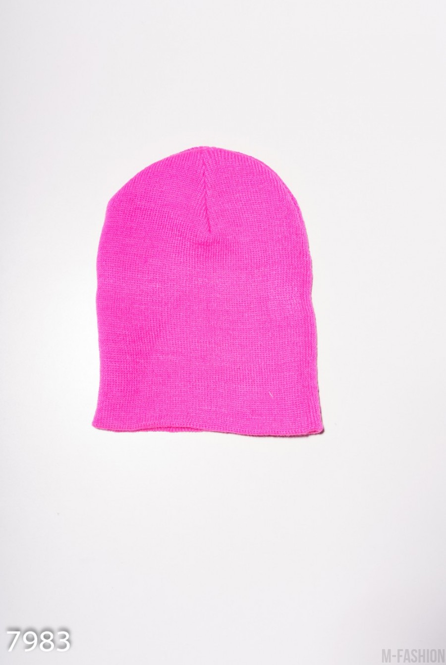 Розовая однотонная демисезонная шапка чулок - Фото 1