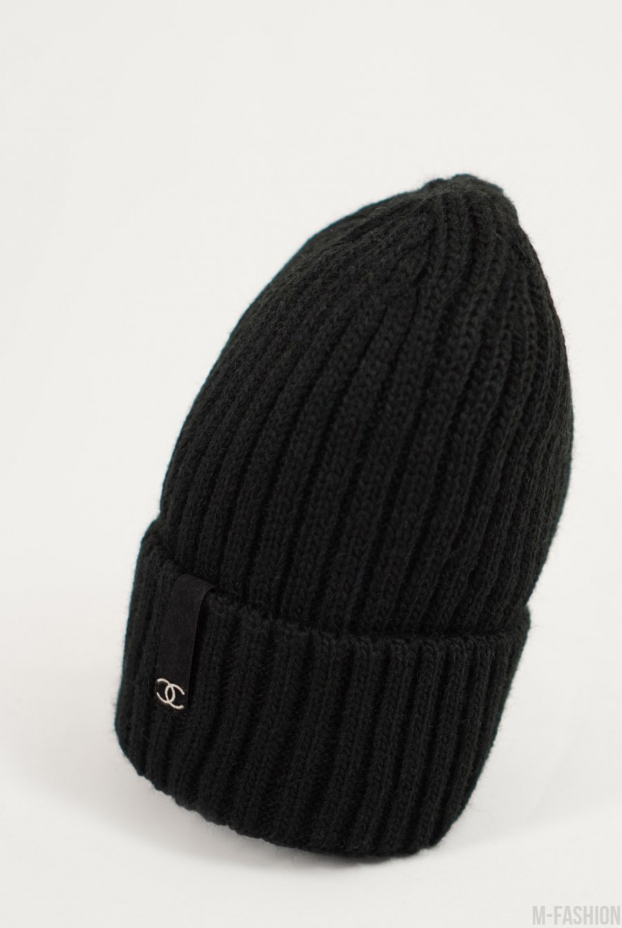 Черная теплая шерстяная шапка бини- Фото 2