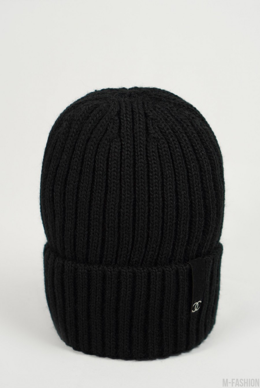 Черная теплая шерстяная шапка бини- Фото 3