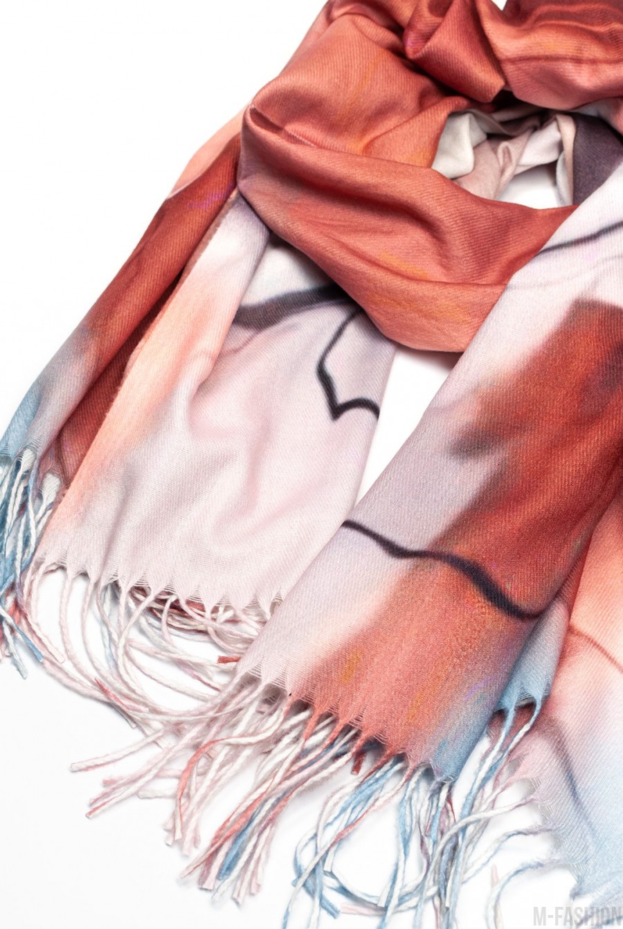 Кашемировый разноцветный шарф-палантин- Фото 2