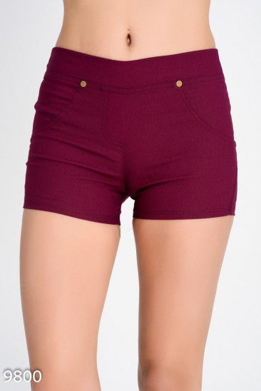 Фиолетовые короткие шорты из хлопка-стрейч под джинс