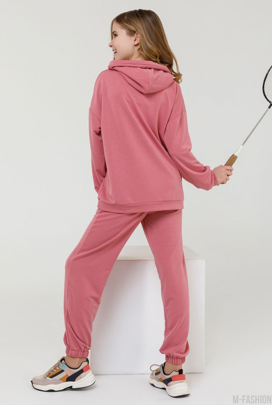 Розовый спортивный костюм из трикотажа- Фото 3