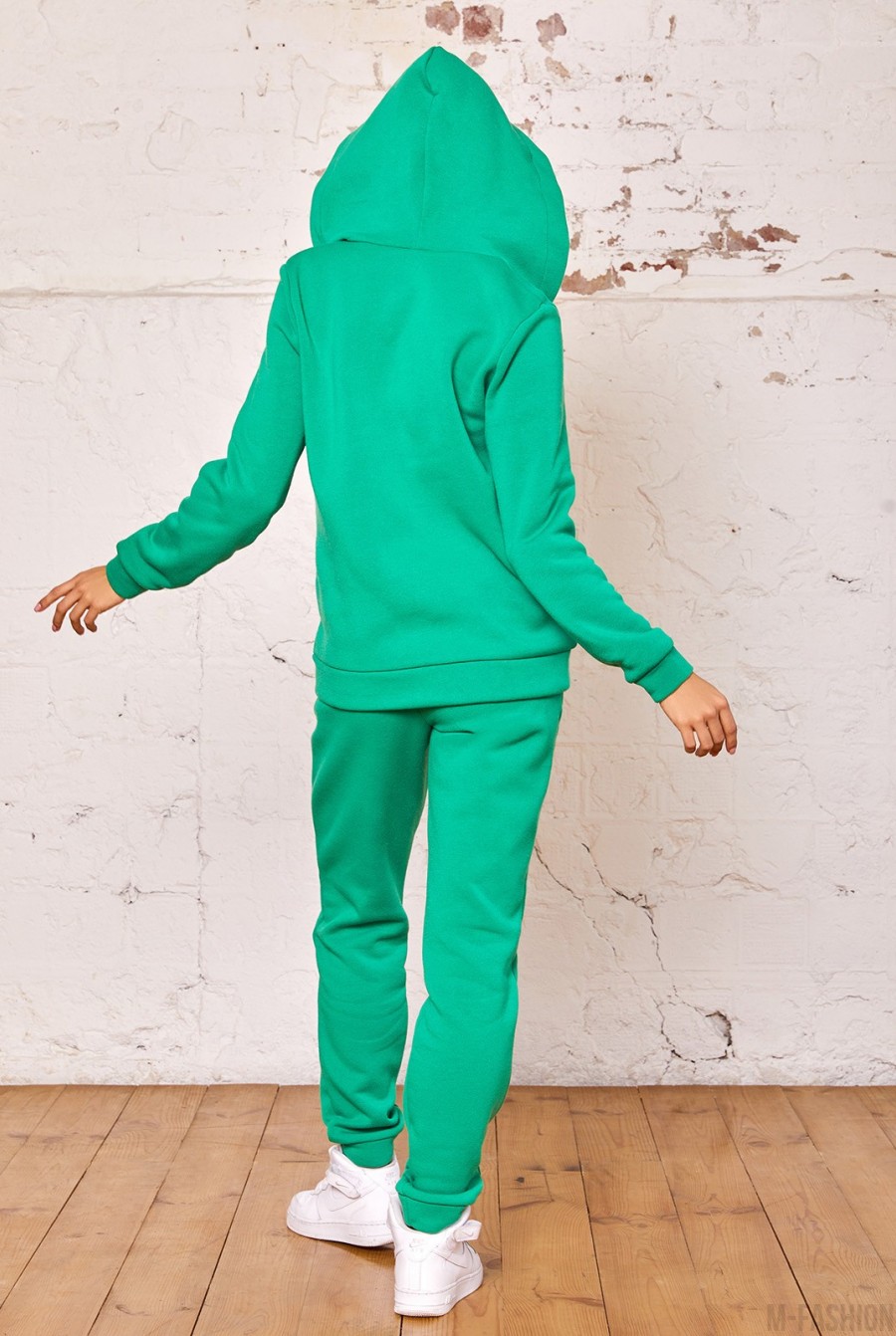 Зеленый однотонный костюм на флисе- Фото 3