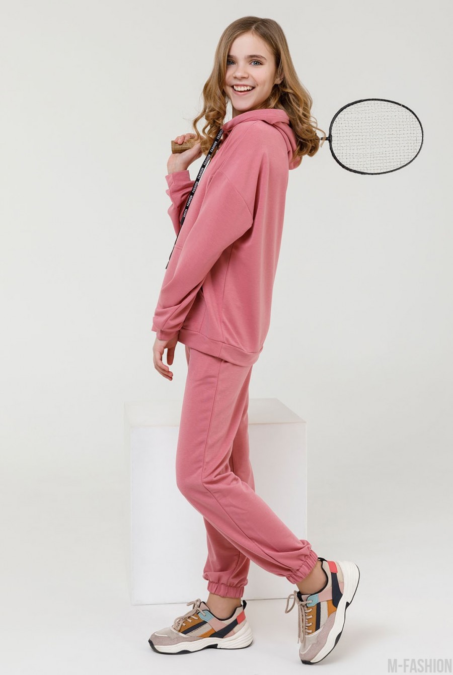 Розовый спортивный костюм из трикотажа- Фото 2