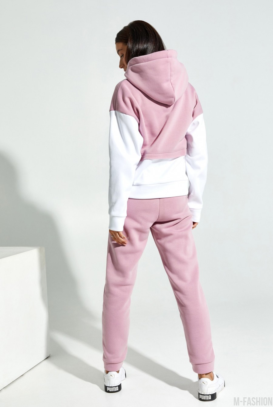 Розово-белый утепленный костюм на флисе- Фото 3