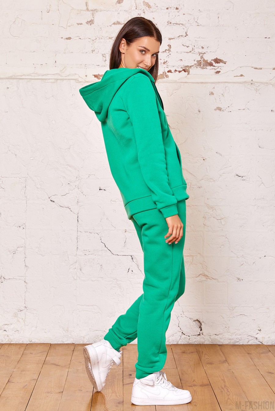Зеленый однотонный костюм на флисе- Фото 2
