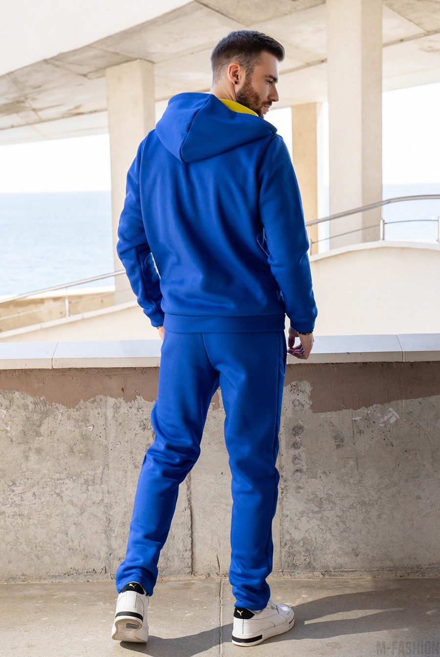 Синий утепленный костюм с короткой молнией- Фото 3